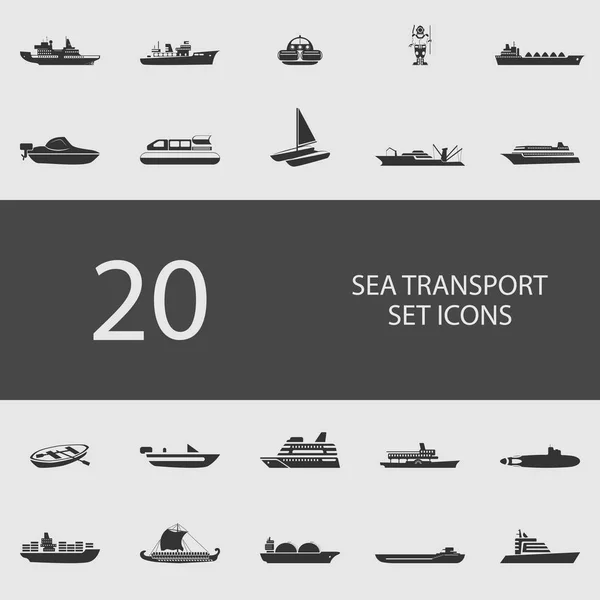 Deniz taşıma düz simgeler kümesi. Vektör çizim