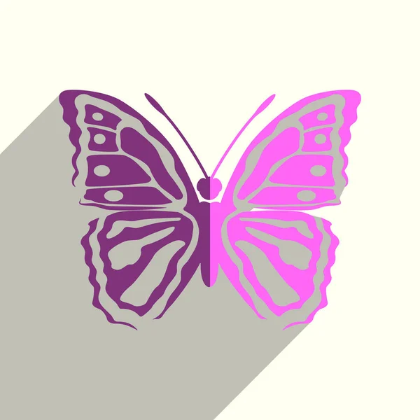 Schmetterling flache Symbole mit Schatten. Vektorillustration — Stockvektor