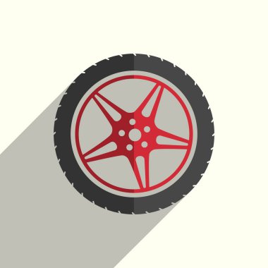 Araba tekerlek düz simgeleri ile gölge. Vektör çizim