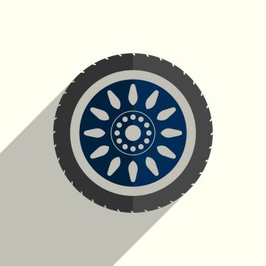 Araba tekerlek düz simgeleri ile gölge. Vektör çizim