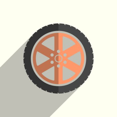 Araba tekerlek düz simgeleri ile gölge. Vektör çizim