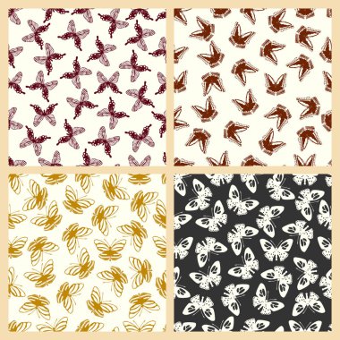 Kelebek vektör çizim Dikişsiz desen arka plan üzerinde