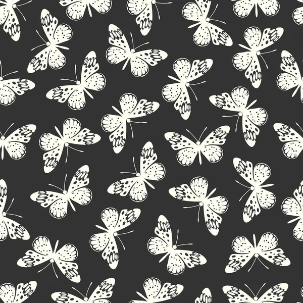 Butterfly vector illustration on a seamless pattern background — Stock Vector