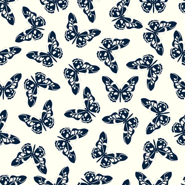 Векторная иллюстрация бабочки на бесшовном фоне шаблона — стоковый вектор