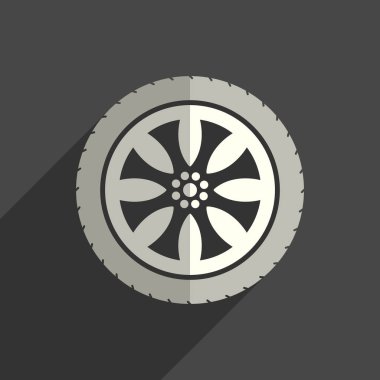 Araba tekerlek düz simgeleri ile gölge. Vektör çizim