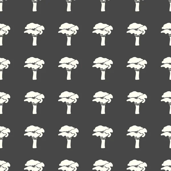 Mushrooms vector illustration on a seamless pattern background — Stock Vector