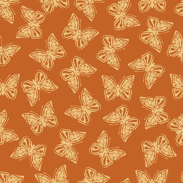 Butterfly vector illustration on a seamless pattern background — Stock Vector