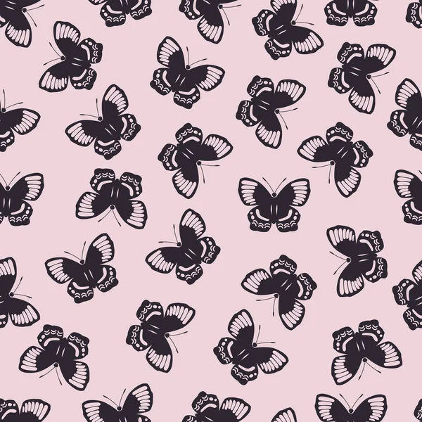 Schmetterling Vektor Illustration auf einem nahtlosen Musterhintergrund — Stockvektor