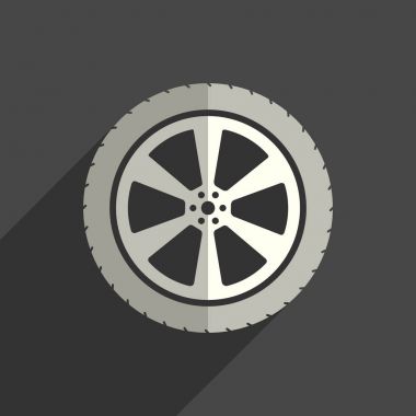 Araba tekerlek düz simgeleri ile gölge. Vektör çizim