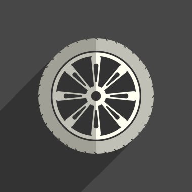 Araba tekerlek düz simgeleri ile gölge. Vektör çizim