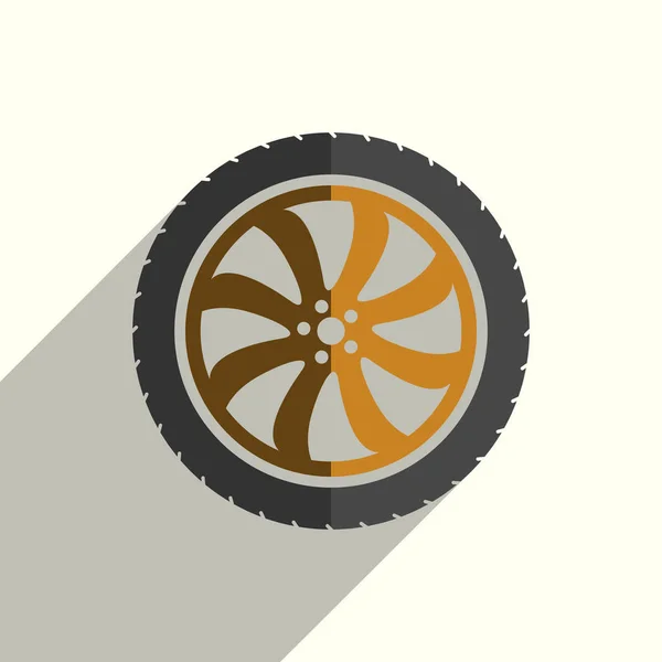 Samochód koło płaskiej ikony z cienia. Ilustracja wektorowa — Wektor stockowy