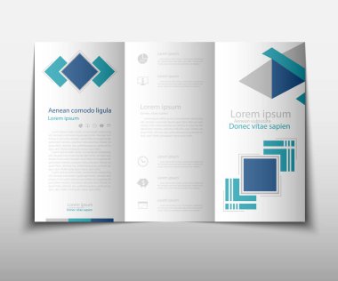 Broşür kapak sunu soyut geometrik arka plan, A4 boyutu mavi kat küme teknoloji yıllık rapor broşür afiş tasarım şablonu vektör düzeninde