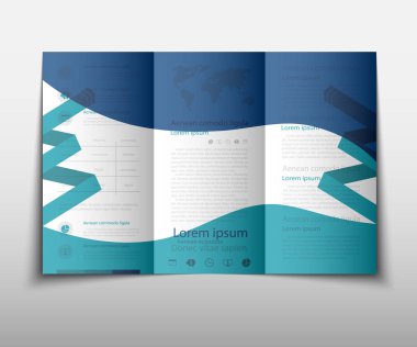Broşür kapak sunu soyut geometrik arka plan, A4 boyutu mavi kat küme teknoloji yıllık rapor broşür afiş tasarım şablonu vektör düzeninde