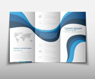 Broşür kapak sunu soyut geometrik arka plan, A4 boyutu mavi kat küme teknoloji yıllık rapor broşür afiş tasarım şablonu vektör düzeninde