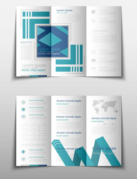 Leaflet cover presentation abstract geometric background, layout in A4 size Blue fold set technology annual report brochure flyer design template vector — Stock Vector