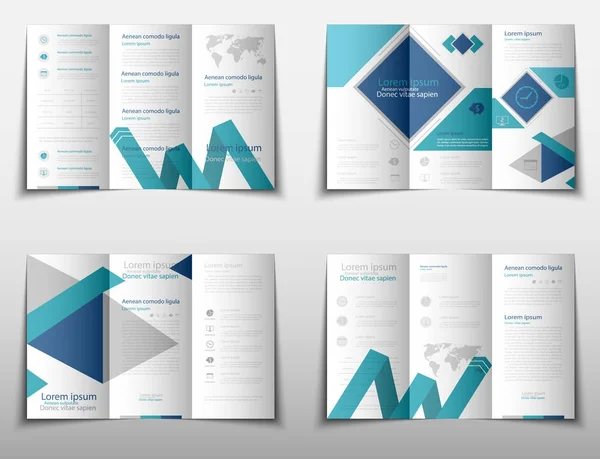 Broschyr cover presentation abstrakt geometrisk bakgrund, layout i A4 storlek blå vik inställda teknik årliga rapport broschyr flyer design mall vektor Stockvektor