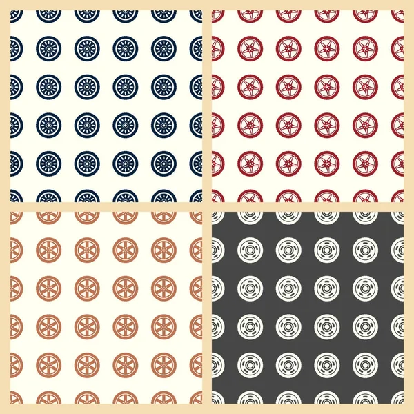 Car wheel vector illustration on a seamless pattern background — Stock Vector