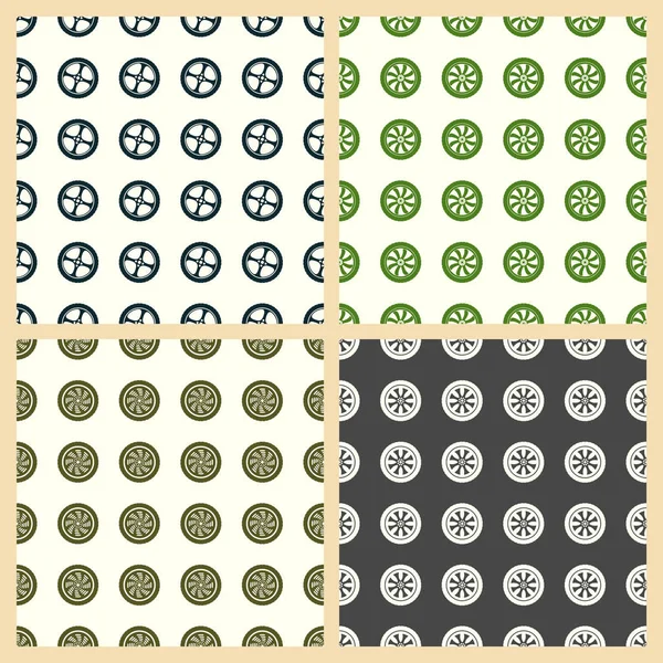 Car wheel vector illustration on a seamless pattern background — Stock Vector