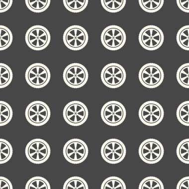 Araba tekerlek vektör çizim Dikişsiz desen arka plan üzerinde