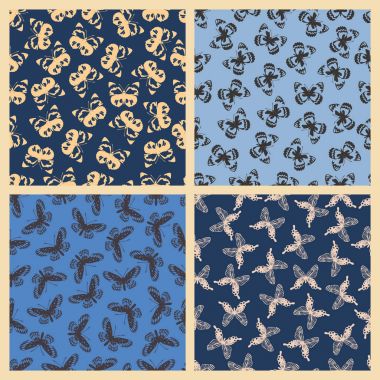 Kelebek vektör çizim Dikişsiz desen arka plan üzerinde