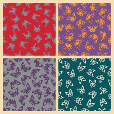 Kelebek vektör çizim Dikişsiz desen arka plan üzerinde