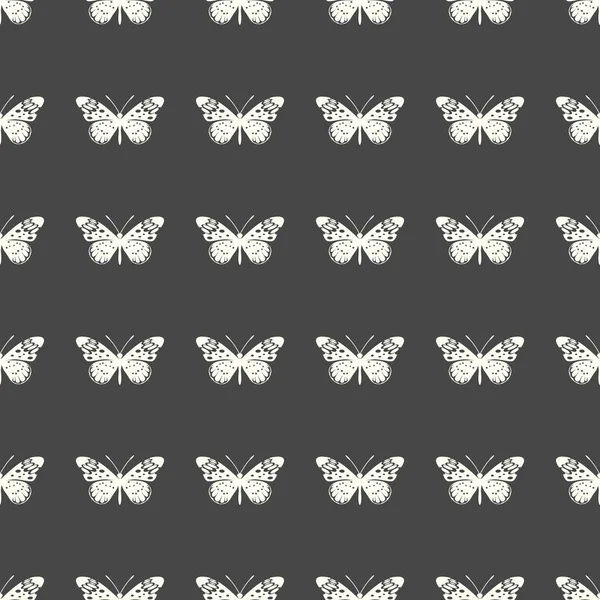 Векторная иллюстрация бабочки на бесшовном фоне шаблона — стоковый вектор
