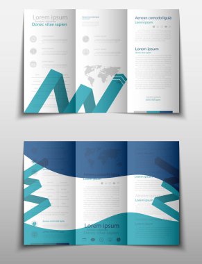 Broşür kapak sunu soyut geometrik arka plan, A4 boyutu mavi kat küme teknoloji yıllık rapor broşür afiş tasarım şablonu vektör düzeninde