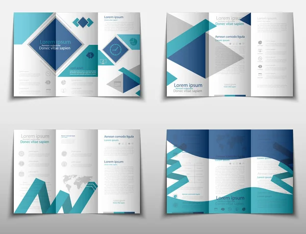 Brochure couverture présentation résumé géométrique fond, mise en page en format A4 bleu pliage technologie rapport annuel brochure dépliant conception modèle vecteur — Image vectorielle