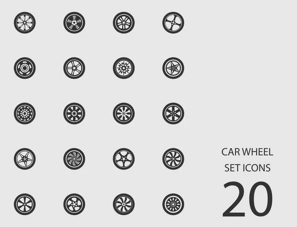 Araba tekerlek düz simgeler kümesi. Vektör çizim