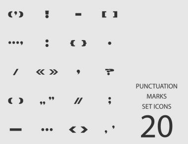 Punctuation marks set of flat icons. Vector illustration clipart