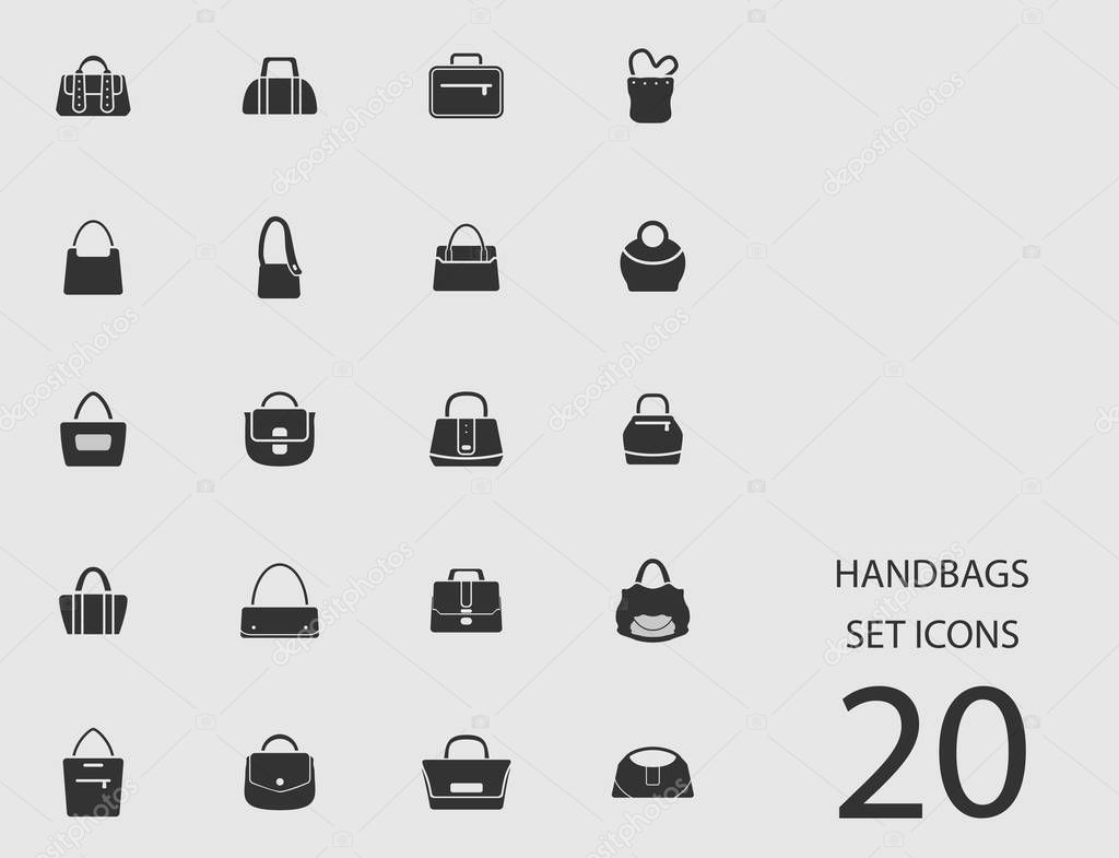 Handbags set of flat icons. Vector illustration