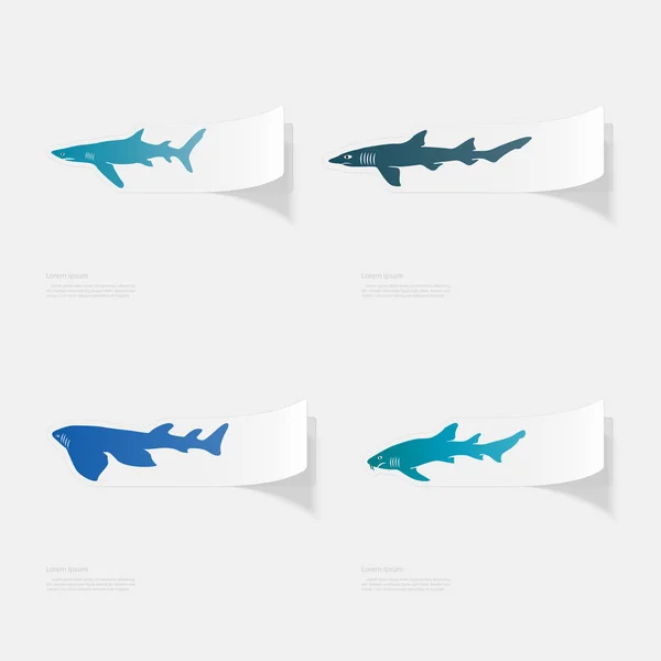 Hai. flache Aufkleber mit Schatten auf weißem Hintergrund — Stockvektor