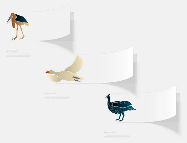 Des oiseaux. Autocollant plat avec ombre sur fond blanc — Image vectorielle