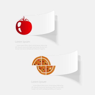 Pizza. Beyaz zemin üzerine gölge ile düz etiket