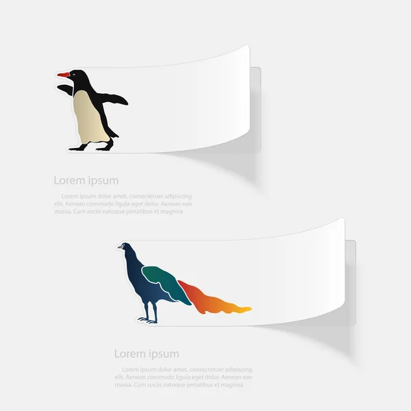 Vögel. flache Aufkleber mit Schatten auf weißem Hintergrund — Stockvektor