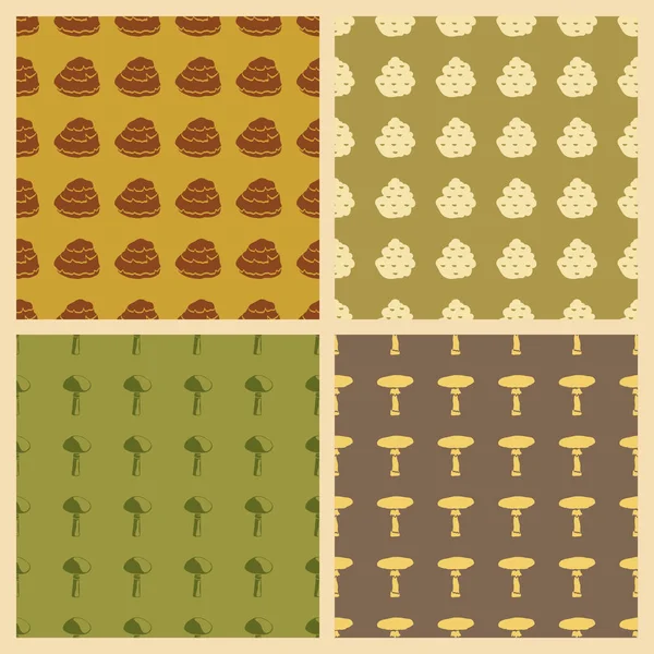 キノコ ベクトルのシームレスなパターンの背景イラスト — ストックベクタ