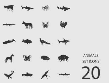Hayvanlar düz simgeler kümesi. Vektör çizim