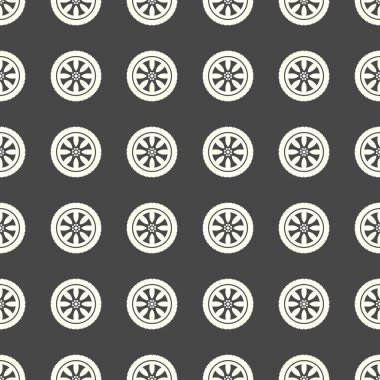 Araba tekerlek vektör çizim Dikişsiz desen arka plan üzerinde