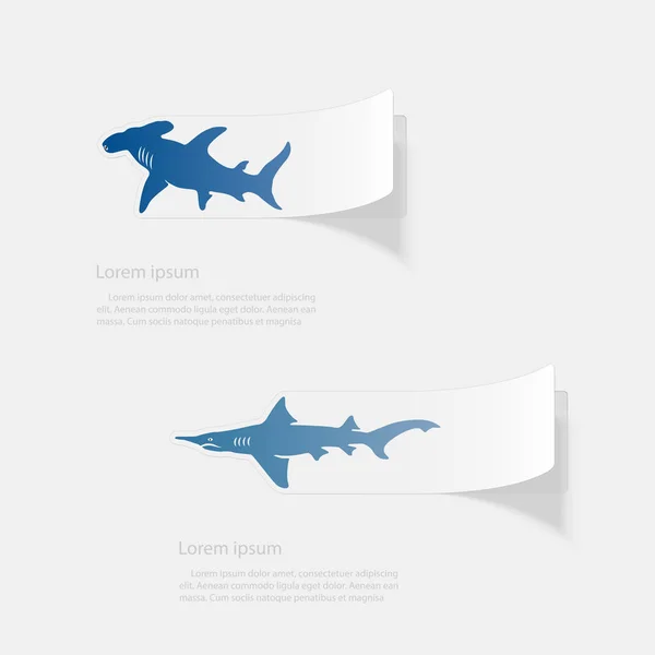 Hai. flache Aufkleber mit Schatten auf weißem Hintergrund — Stockvektor