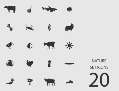 Doğa düz simgeler kümesi. Vektör çizim