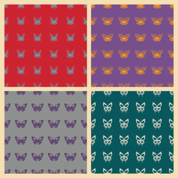シームレスなパターン背景に蝶ベクトル図 — ストックベクタ
