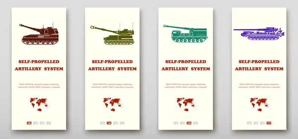 Gemechaniseerde artillerie systemen brochure cover presentatie abstract, lay-out grootte vouw instellen technologie jaarlijkse verslag brochure flyer ontwerp sjabloon vector Stockillustratie