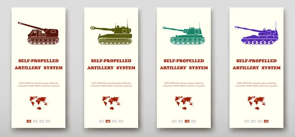Gemechaniseerde artillerie systemen brochure cover presentatie abstract, lay-out grootte vouw instellen technologie jaarlijkse verslag brochure flyer ontwerp sjabloon vector Stockvector