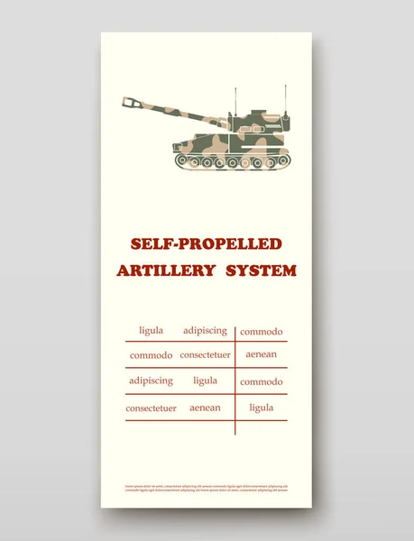 Gemechaniseerde artillerie systeem brochure cover presentatie abstract, lay-out grootte technologie jaarlijkse verslag brochure flyer ontwerp sjabloon vector Rechtenvrije Stockillustraties