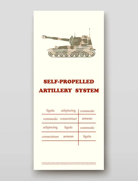 Gemechaniseerde artillerie systeem brochure cover presentatie abstract, lay-out grootte technologie jaarlijkse verslag brochure flyer ontwerp sjabloon vector Rechtenvrije Stockvectors