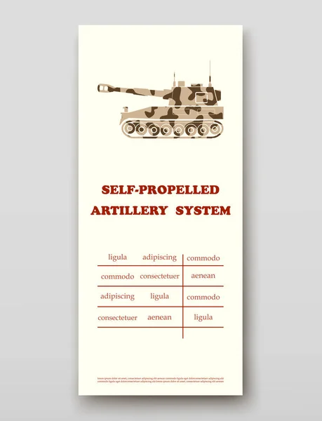 Gemechaniseerde artillerie systeem brochure cover presentatie abstract, lay-out grootte technologie jaarlijkse verslag brochure flyer ontwerp sjabloon vector Rechtenvrije Stockillustraties