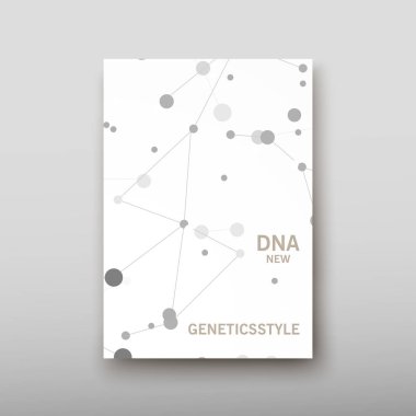DNA soyut geometrik arka plan, A4 düzeninde teknoloji broşür afiş tasarım şablonu vektör gölge ayarla.