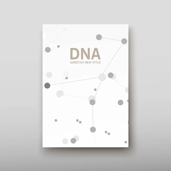 DNA soyut geometrik arka plan, A4 düzeninde teknoloji broşür afiş tasarım şablonu vektör gölge ayarla.