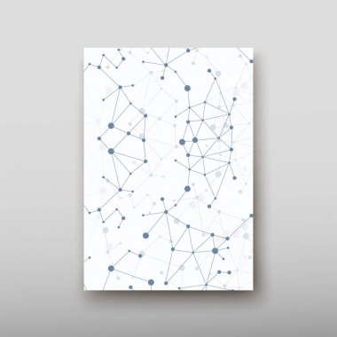 DNA soyut geometrik arka plan, A4 düzeninde teknoloji broşür afiş tasarım şablonu vektör gölge ayarla.