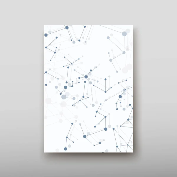 DNA abstrato fundo geométrico, layout em A4 conjunto tecnologia brochura folheto design modelo vetor sombra —  Vetores de Stock